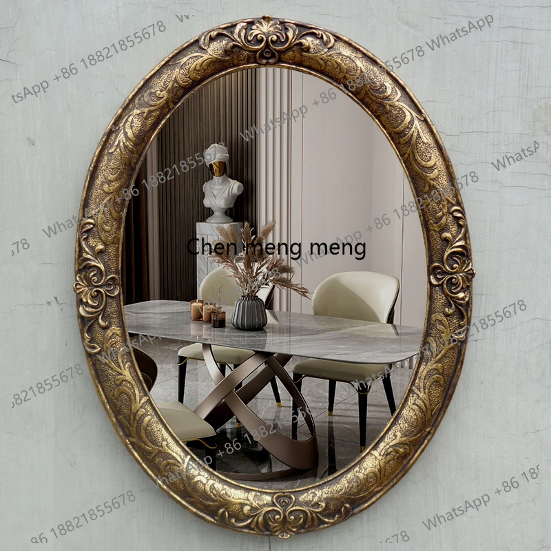 

French oval beauty fitting mirror bathroom mirror background wall porch decorative mirror