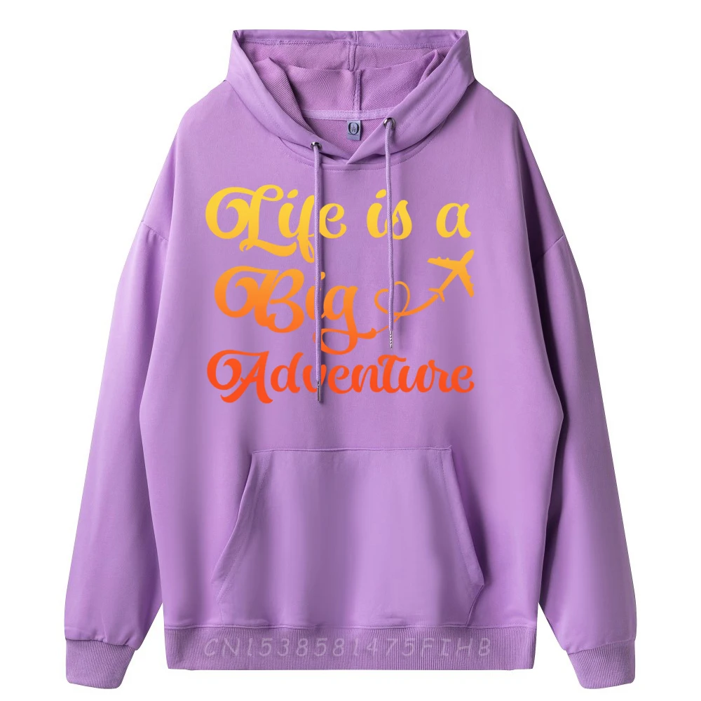 Life Is Big Adventure Airplane Travel Wanderlust Mens Graphic Hoodies Vintage Pullover Hoodies