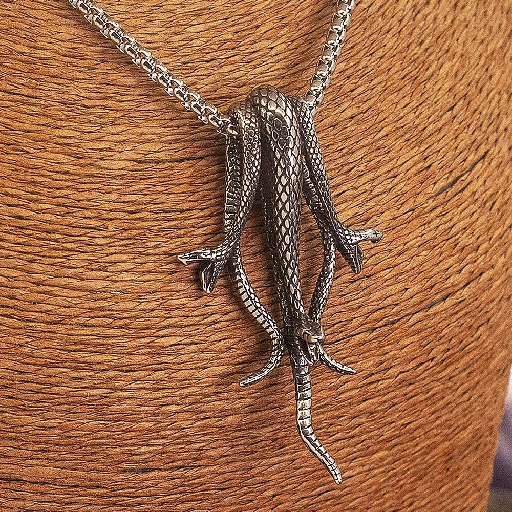 

Vintage Stainless Steel Snake Necklace for Men Fashion Gothic Three Head Snake Pendant Necklace Biker Punk Jewelry Dropshipping