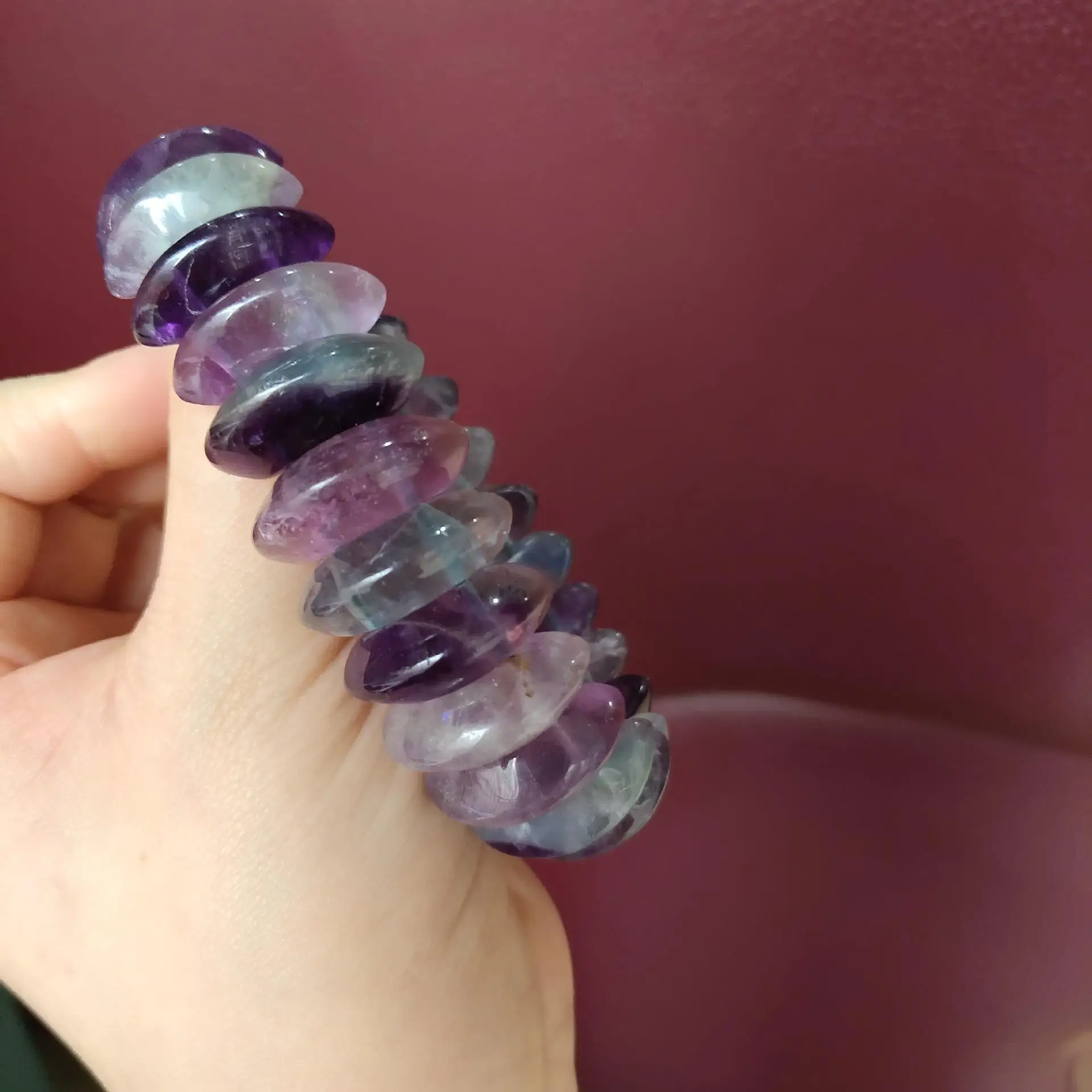 Natural Fluorite Stone Beads Bracelet Natural Gemstone Bangle for Woman for Gift Wholesale !