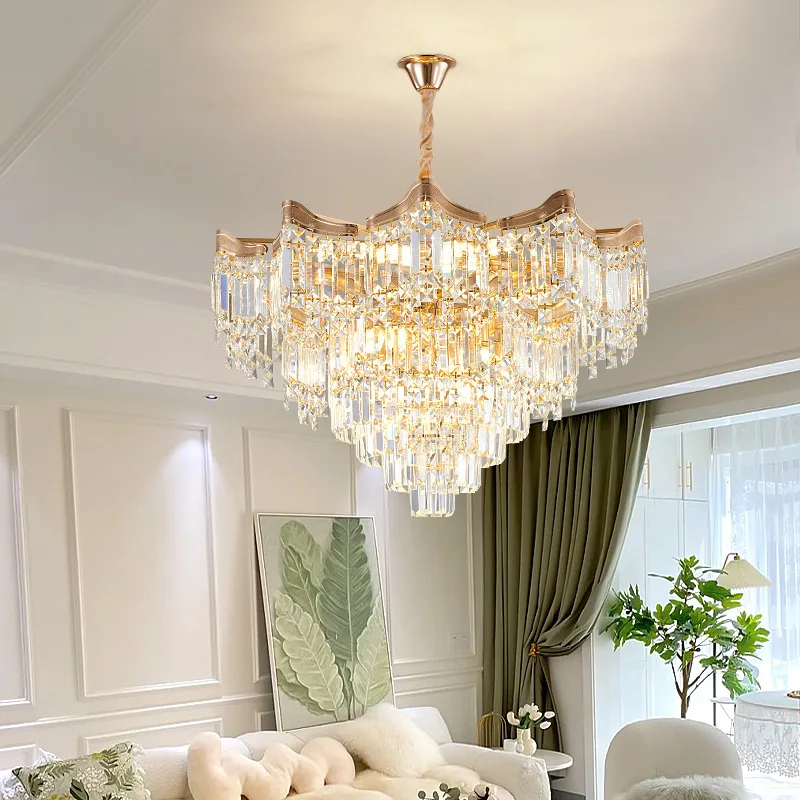 

French crystal living room, modern minimalist hall, main light, new villa sense of luxury, bedroom, dining room, chandelier