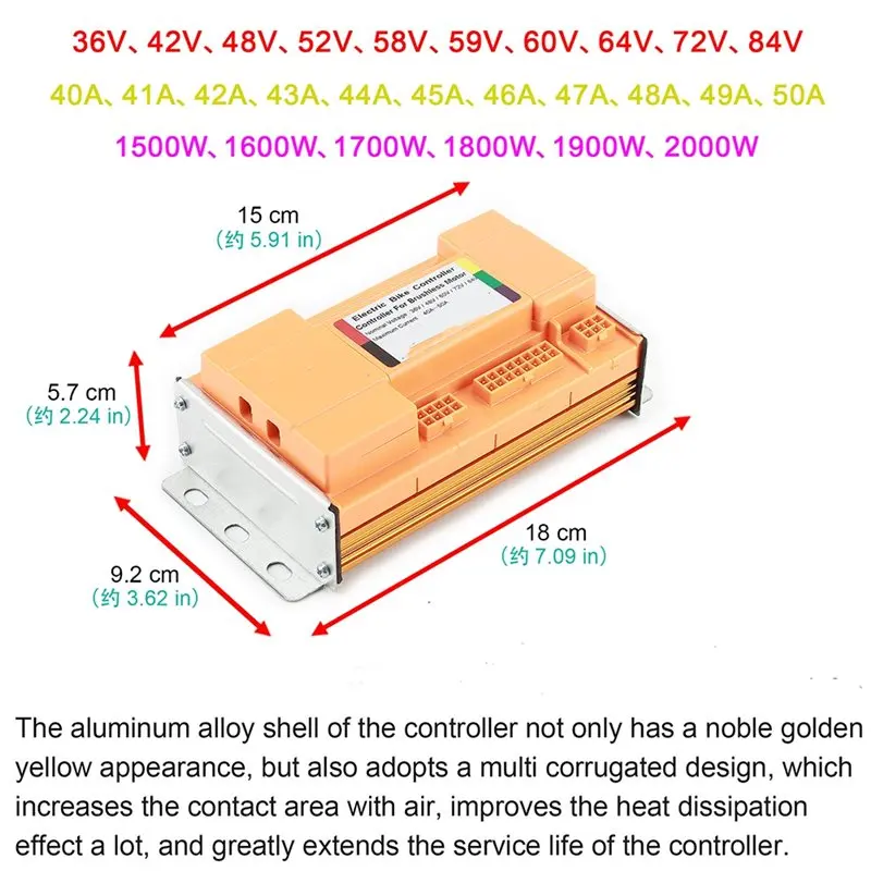 [NEW!ABKG】 Brushless DC Motor Controller 36V 48V 60V 72V 1500W 1800W 2000W Electric Scooter Sine Wave Lithium Battery Vehicle