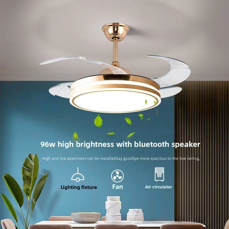 

Simple Modern LED Household Fan Light Bluetooth Silent Restaurant Ceiling Fan Light
