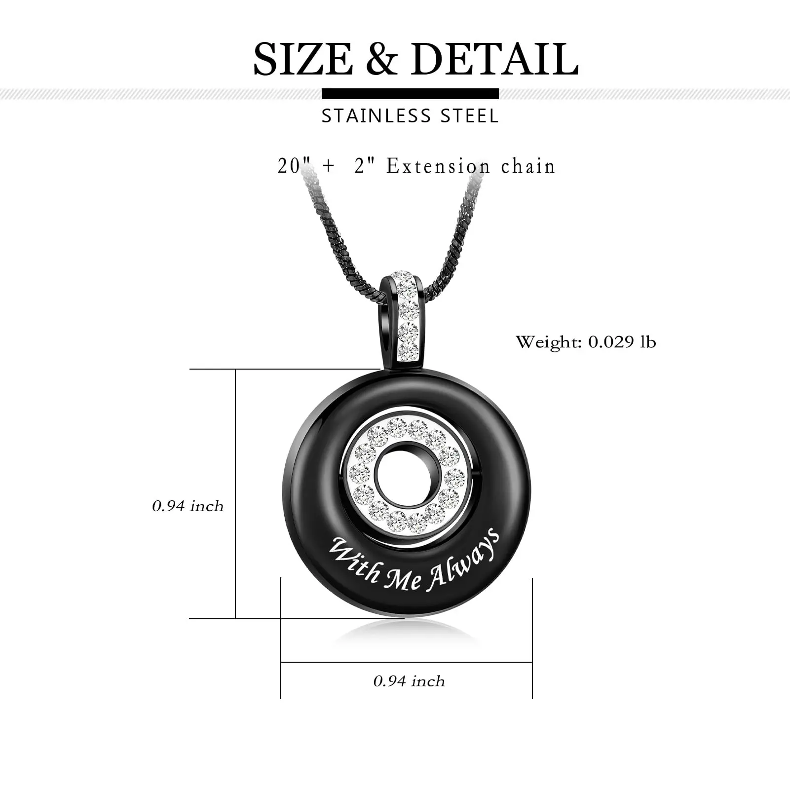 Circle Ring Cremation Jewelry for Women Men Urn Necklace for Ashes Memorial Pendant Ashes Holder Funeral Keepsake