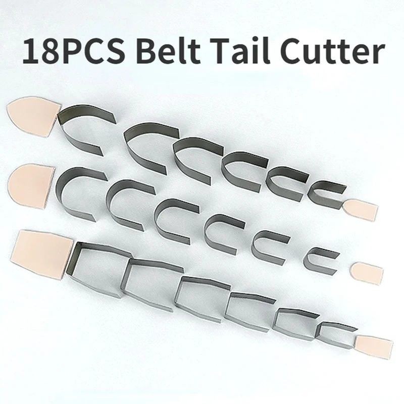 18pcs Belt Sword Round Square Tail Knife Die Set Plate Cutting Tools Leather Cutter Japanese Blade Strap Belt Puncher Craft