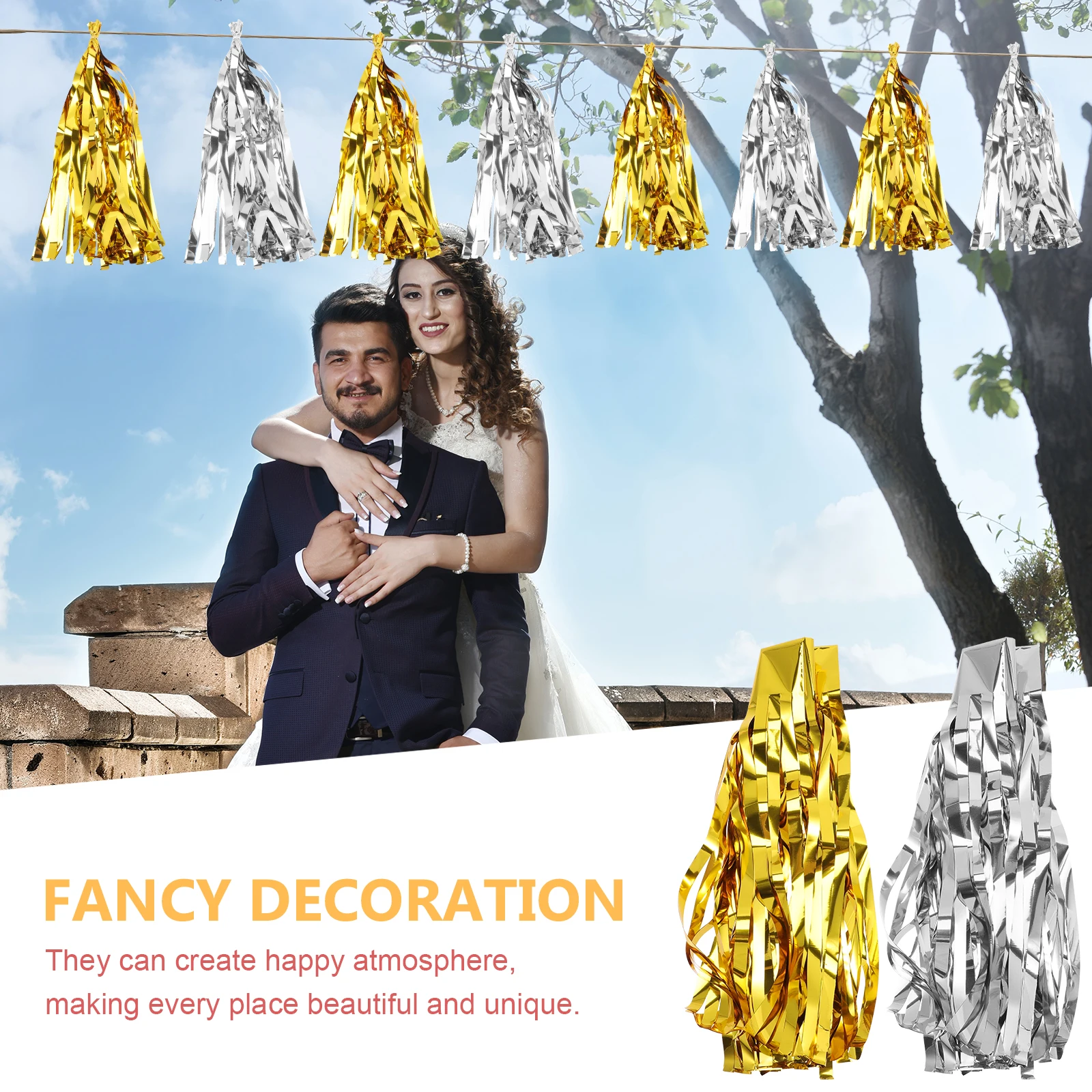 

50pcs Tassel Garland Banner Wedding Birthday Party Decoration Reusable Diy Tassel Pendant Hanging Streamer For Door Window