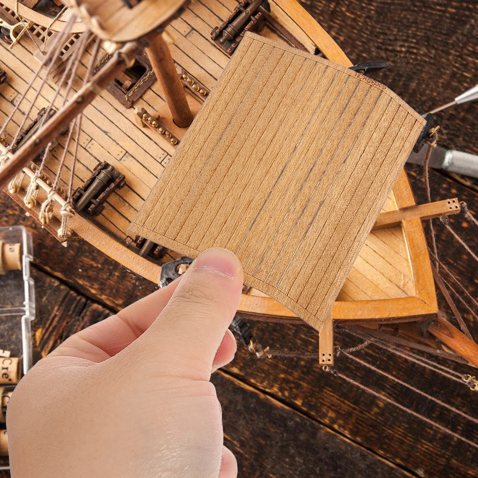 

80pcs Solid Wood Boat Decking Strips Diy Mini Building Kit For Dollhouse Flooring Simulation Mini Decking Material Craft