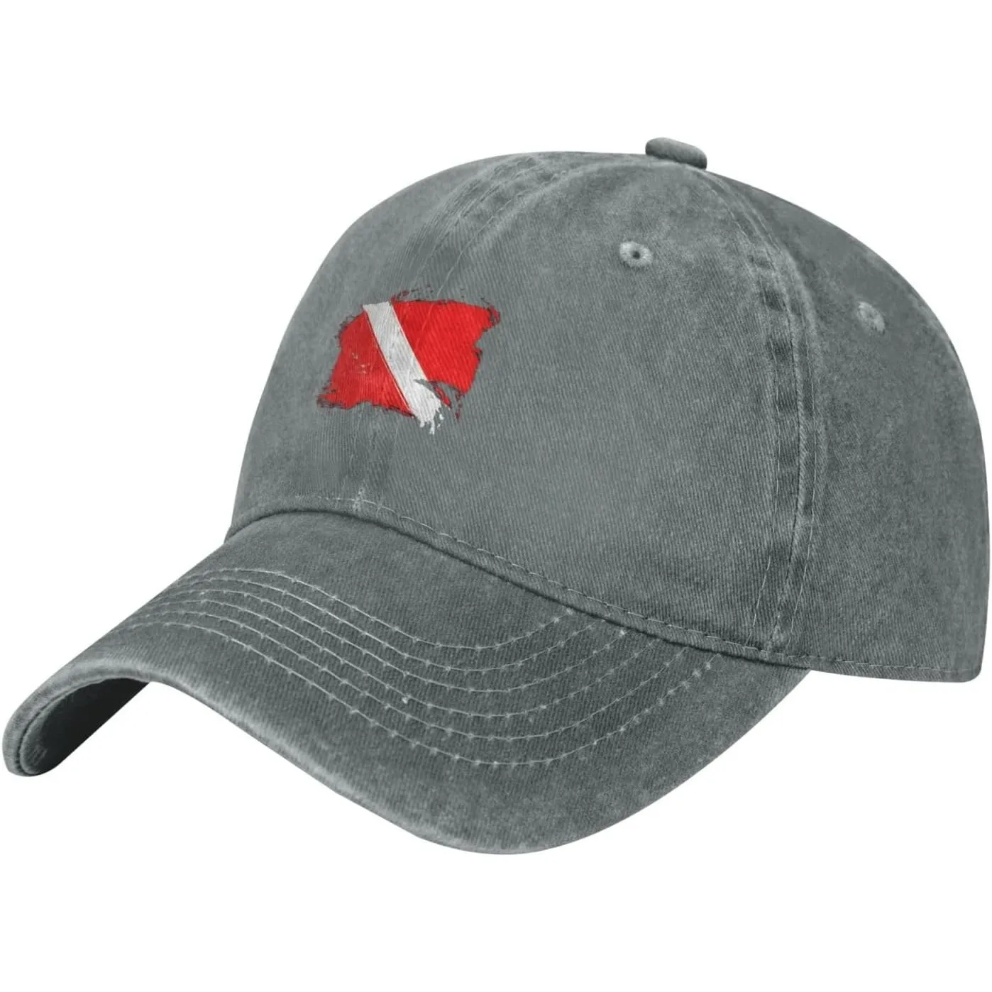 Scuba Diving Flag Baseball Cap Distressed Denim Adjustable Dad Hat Unisex Outdoor Sun Protection