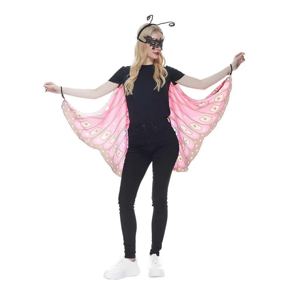 Halloween Butterfly Cape Cosplay Costume Animal Shawl Pink Red Cosplay Outfit Dress Activities Suit for Men Women Dance