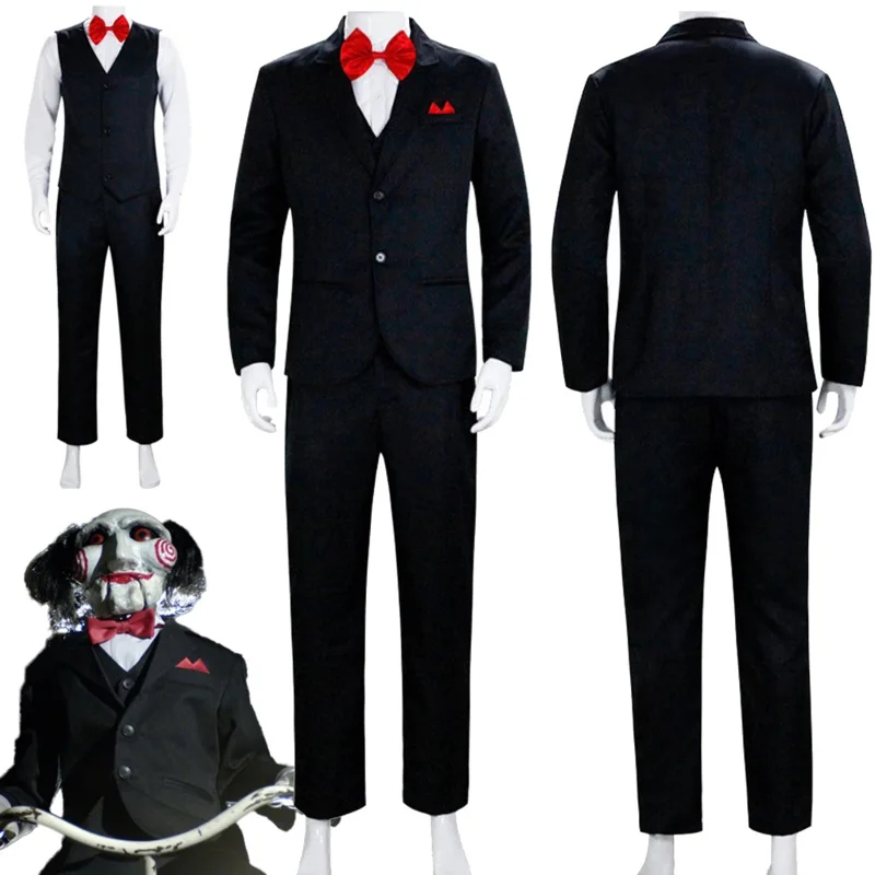 Jigsaw Killer Cosplay Fantasy Horror Movie Saw Costume Outfits Boys Men Adult Halloween Carnival Party Disguise Roleplay Suit OA