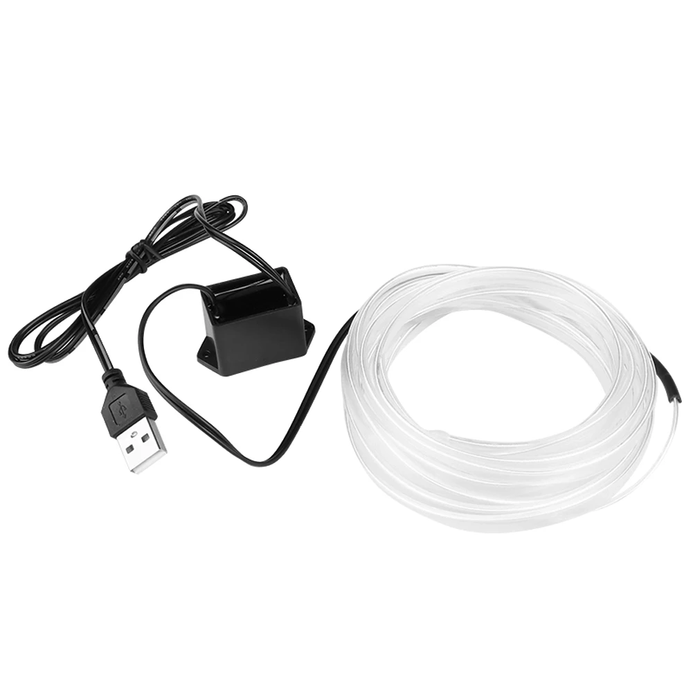 أضواء شريطية محيطة LED داخلية للسيارة (1 م/5 م) - محرك USB EL سلك إضاءة نيون مصباح مرن يمكنك صنعه بنفسك لجو الحفلات التلقائية #6