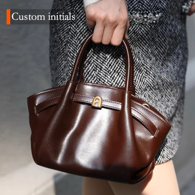 Custom Initials Small Tote Bags For Women Luxury Designer Handbags And Purses 2025 New In PU Belt Buckle Top Handle Shoulder Bag