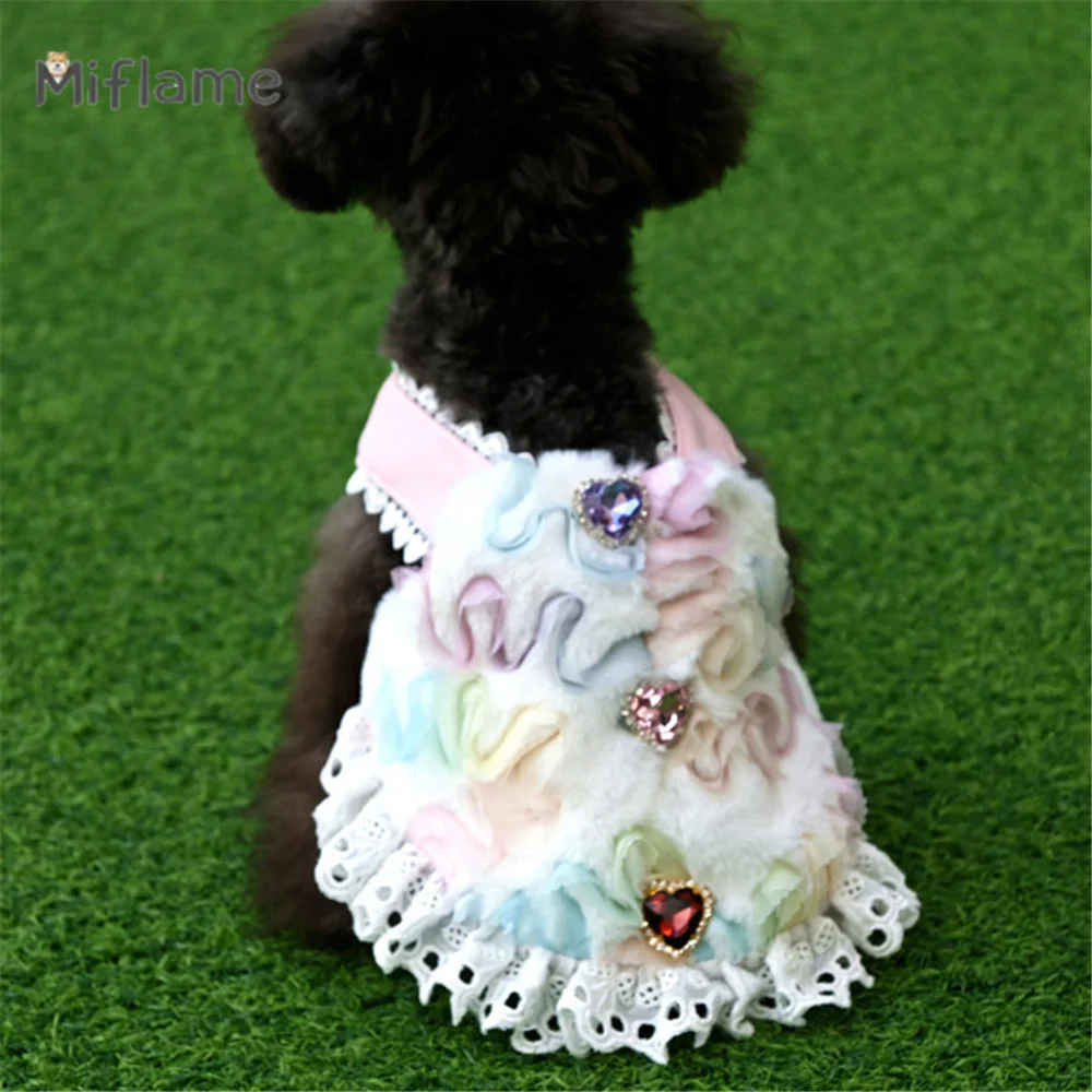 

Miflame Autumn Winter Pet Clothes Plus Cashmere Warm Small Dogs Vest Dress Teddy Bichon Chihuahua Cute Colorful Puppy Clothing