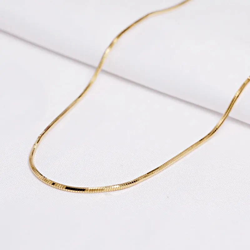 Octagonal Snake Chain Sterling Silver Plated 18K Gold Collarbone for Women Light Luxury Niche Minimalist High-end Jewelry