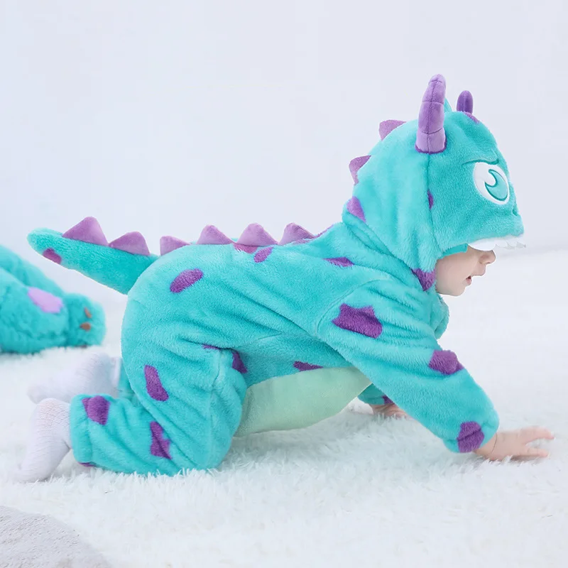 Baby Sully pagliaccetto blu caldo tutina neonato Bebes ragazzo ragazza vestiti Halloween mucca costumi cartone animato bambino vestito carino 0-3