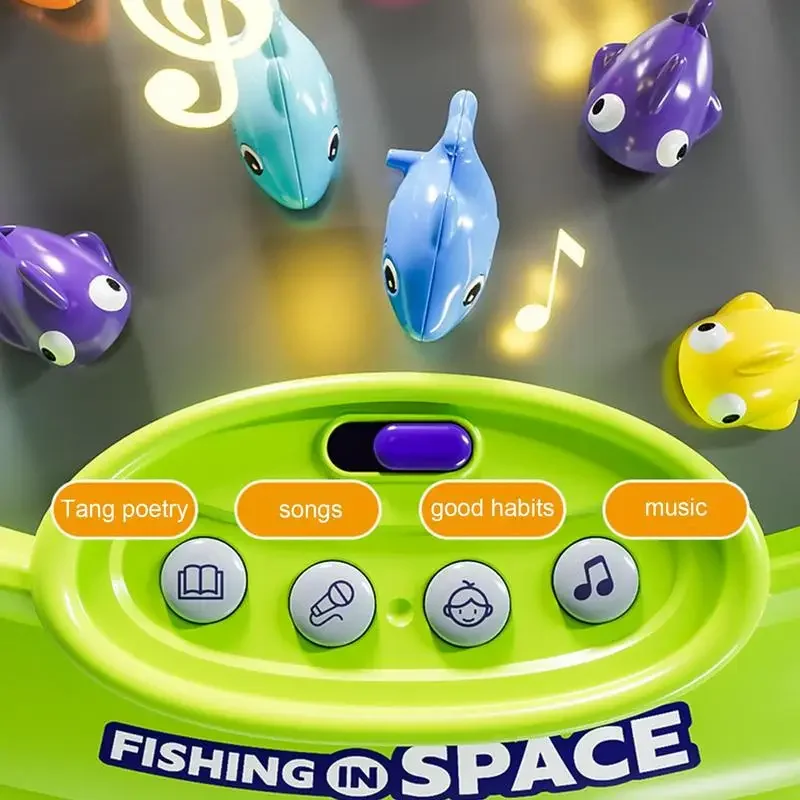 Magnetic Spaceship Shape Fish Toy Magnet Fishing Toys Interactive Kids Fishing Game With Music Learning Education For children