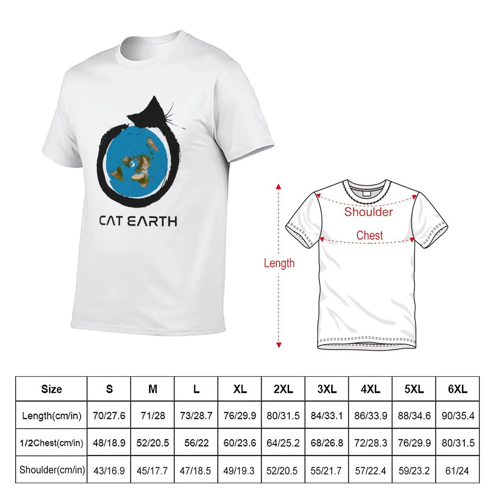 Flat Earth Designs - CAT EARTH T-Shirt summer top man clothes anime clothes Short sleeve tee mens t shirt graphic