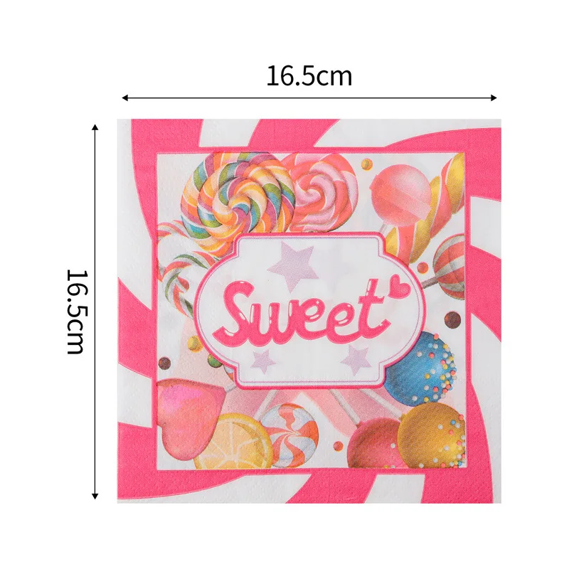 20 pieces per pack of Candy World printed napkins, Western restaurant tissues, Party, festival and gathering disposable napkins