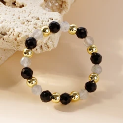 Go2boho Bohemian Adjustable Jewelry 2024 New Handmade Small Bead Black Jasper Gemstone Ring for Women Healing Anniversary Gifts