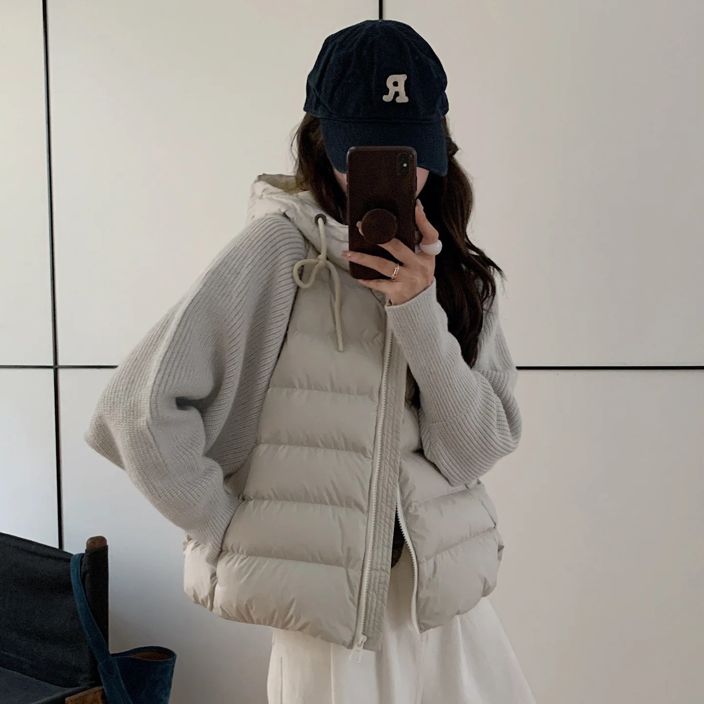Matakawa Knitted Patchwork Autumn Winter Jackets for Women Light Weight Short Parkas Coats Korean Fashion Solid Chaquetas