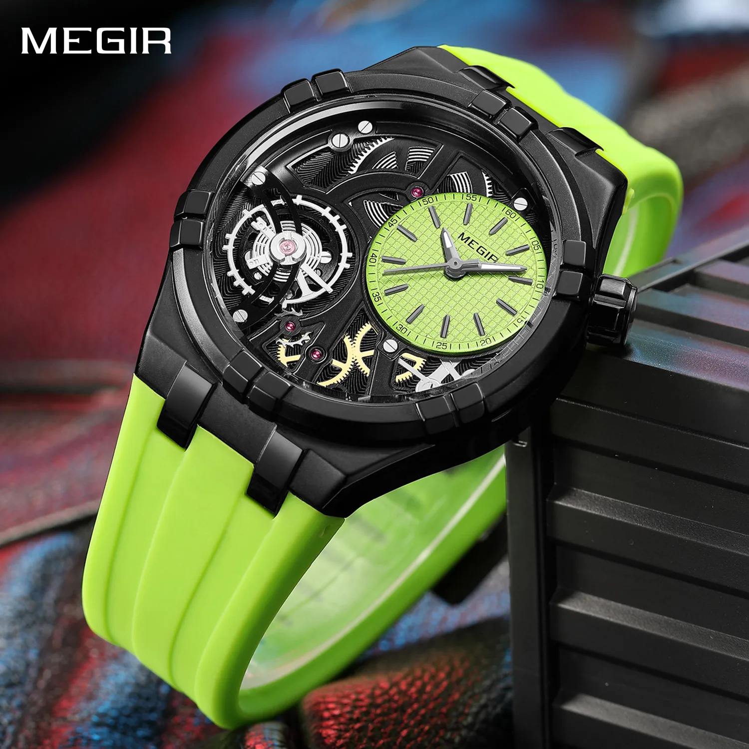 

MEGIR 45 мм циферблат спортивные часы для мужчин модный бренд водостойкие светящиеся кварцевые военные наручные часы силиконовый ремешок Montre Homme
