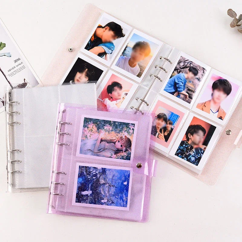 PVC Portable Photo Album Jelly Glitter Color Album for Mini Instax & Name Card Kpop Stars Photos Binder