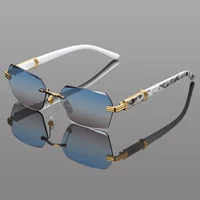 Vintage tranche polygone lunettes de soleil femmes mode sans cadre dégradé nuances hommes à la mode marque de luxe Design lunettes de soleil UV400 5