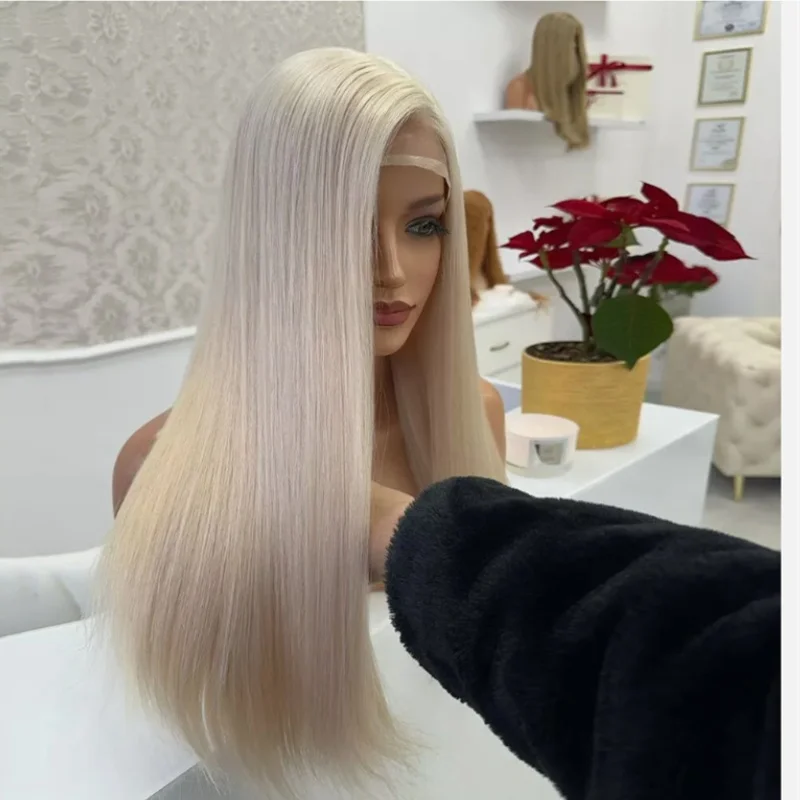 

Синтетический парик фронта шнурка Блондинка Прямой парик 13 × 4 Синтетический бесклеевой парик Блондинка с боковой частью Высококачественный натуральный парик фронта шнурка