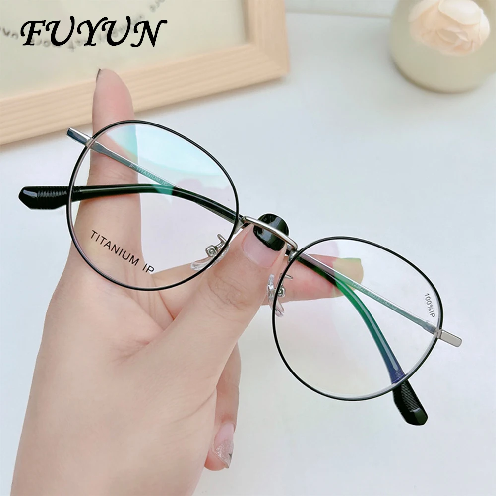 Retro Oval Half Frame Pure Titanium Glasses Frame New Women Optical Glasses Light Luxury Brand Designer Design Literary Glasses