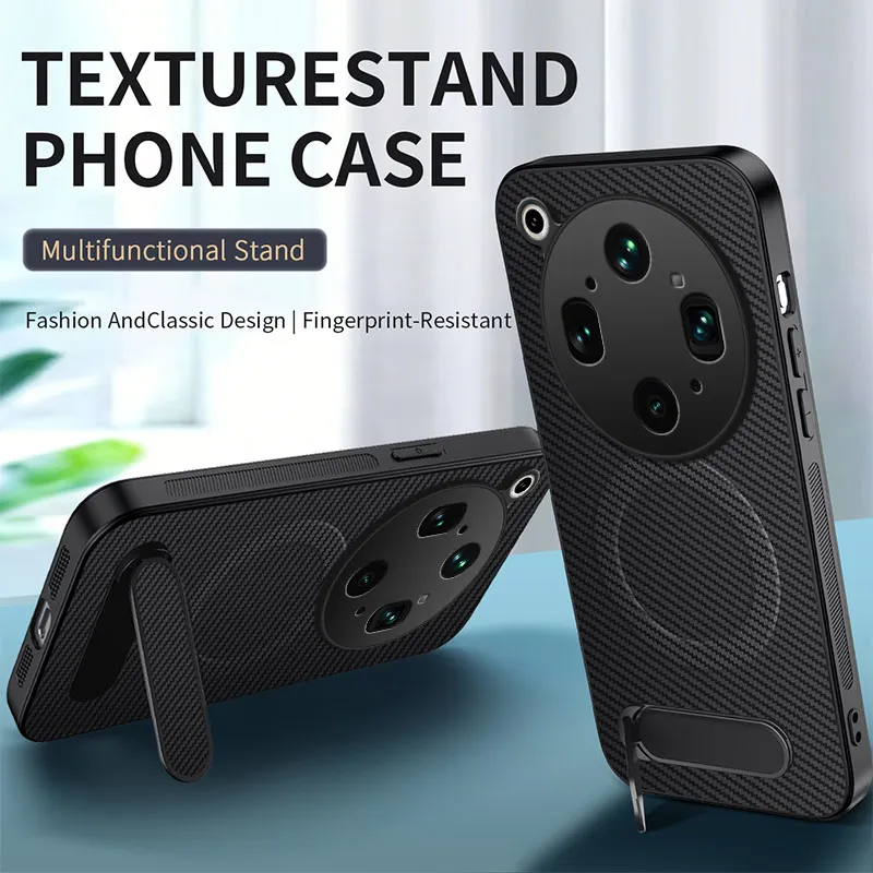 Coque arrière rigide en cuir magnétique en fibre de carbone pour OPPO Find X9 Ultra, compatible Magsafe, avec béquille, finition mate, pour Find X9 Ultra X9 Pro