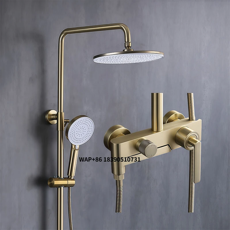 Tieba Polished Single Handle Brass Wall-Mounted Thermostatic Shower Set Slide Bar Ceramic Valve Soft Rain Hotel Use Metered