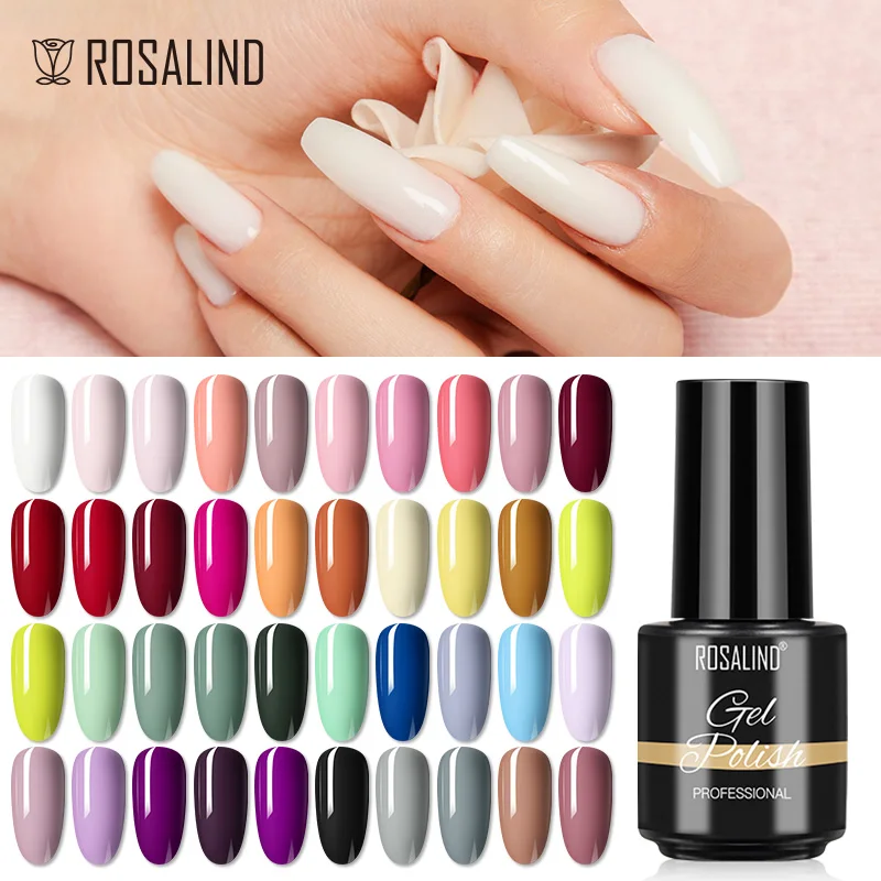 ROSALIND-esmalte de uñas en Gel de Color puro, macarrón, tienda de manicura, diseño permanente de Arte de uñas, Base superior, esmalte de uñas en Gel UV