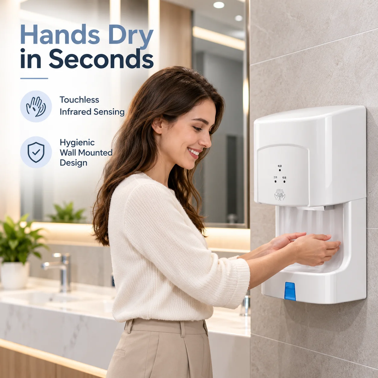 AOLIVIYA Automatic Hand Dryer High Speed Electric Hand Drying Machine Touchless Infrared Sensor Wall Mounted Commercial Bathroom