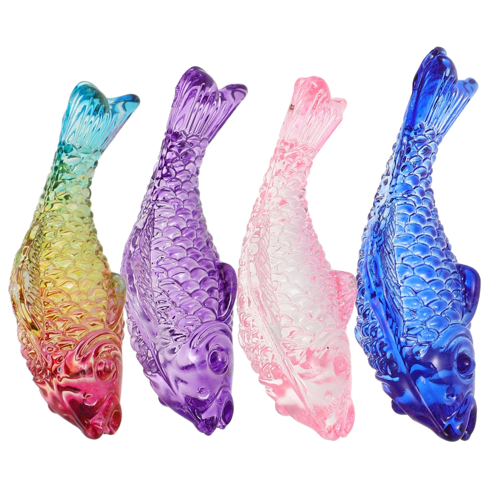 

4 Pcs Home Decor Decorative Fish Fake Decoration Miniature Figurines Glass Statue for Desk