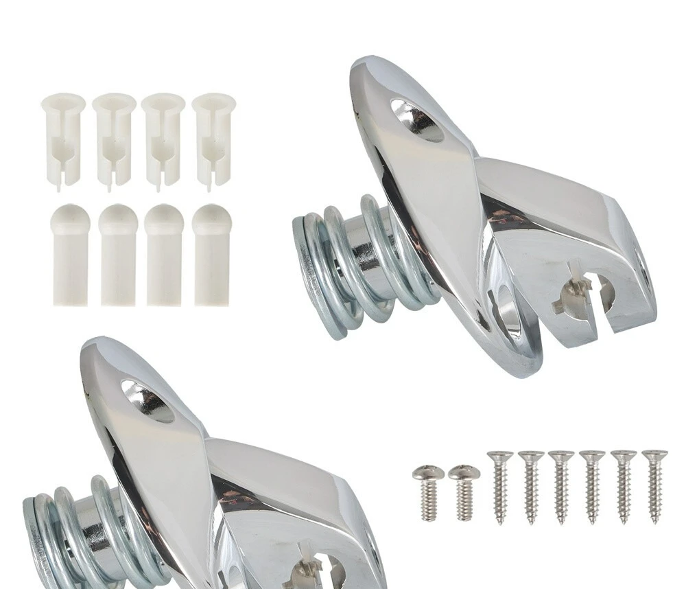 Sunvisor Support Brackets Kit Chrome W/Screws Bushing Tips Coupe Sun Visor 14Pcs