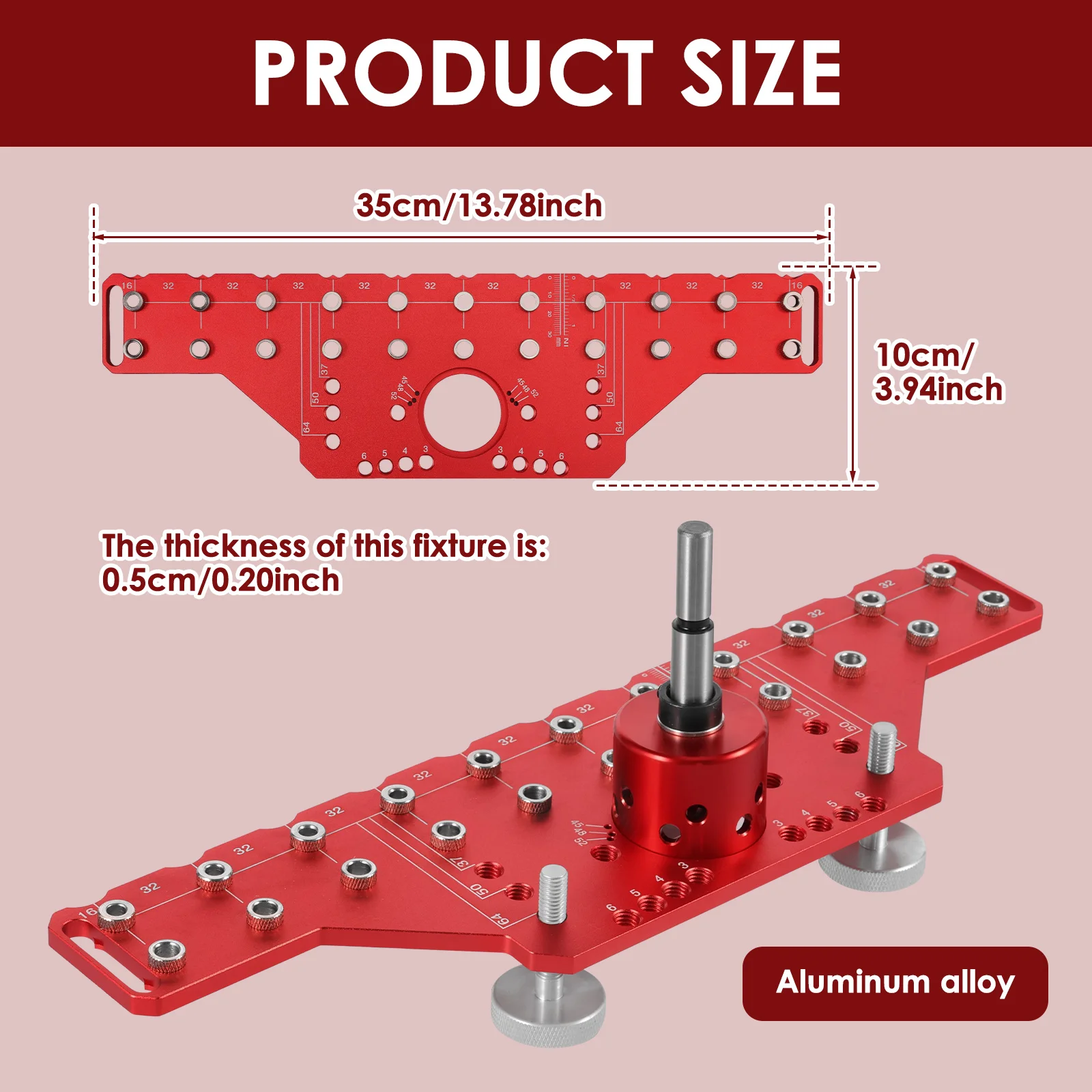 Plantilla de pasador de estante 2 en 1 y plantilla de bisagra de gabinete, plantilla de perforación de Pin de estante, brocas de agujero de 5mm y 1/4 ", herramienta de plantilla de Hardware de gabinete, guía de taladro