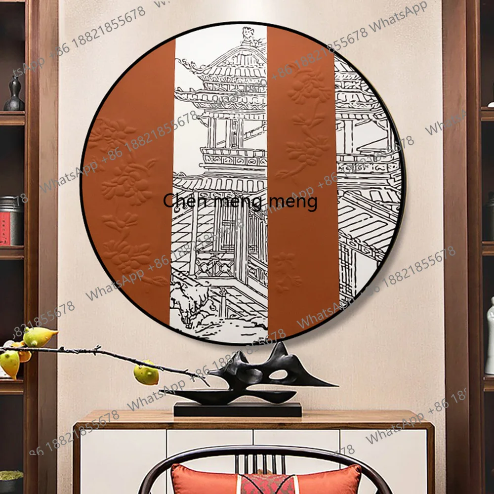

Round, relief physical painting, living room background wall, porch model room, decorative painting