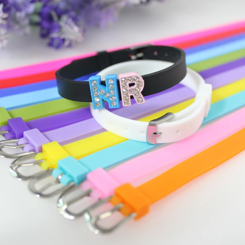 8mm Silicone Bracelet For Slide Charms Letters Wristband Women Jewelry Making Pet Collar DIY Accessories Women Gift