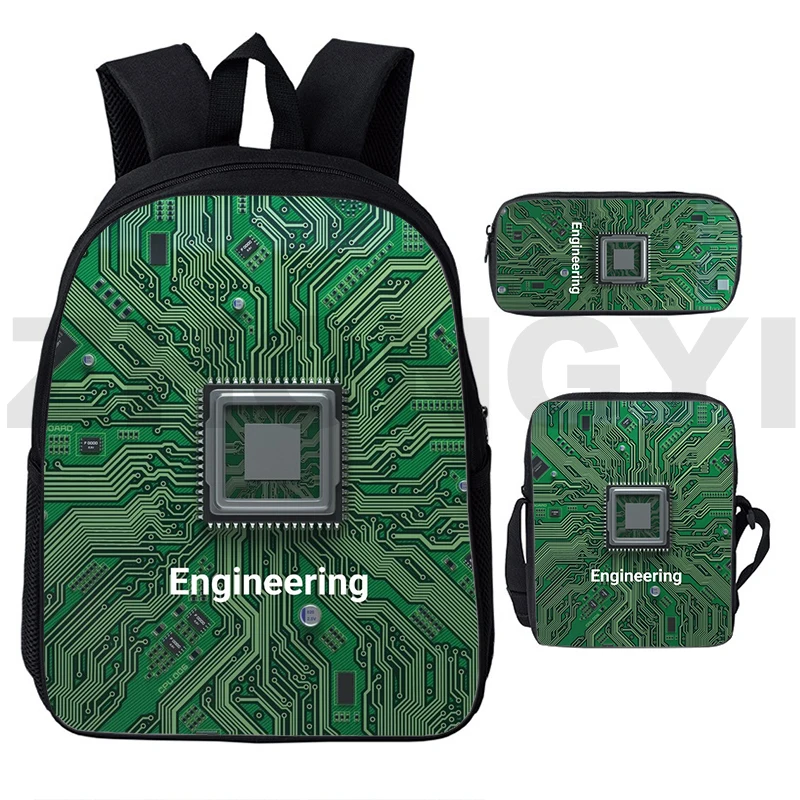 Placa de circuito Popular, Chip electrónico, impresión 3D, 3 unids/set, mochilas escolares, mochila para ordenador portátil, bolso de hombro inclinado, estuche para lápices