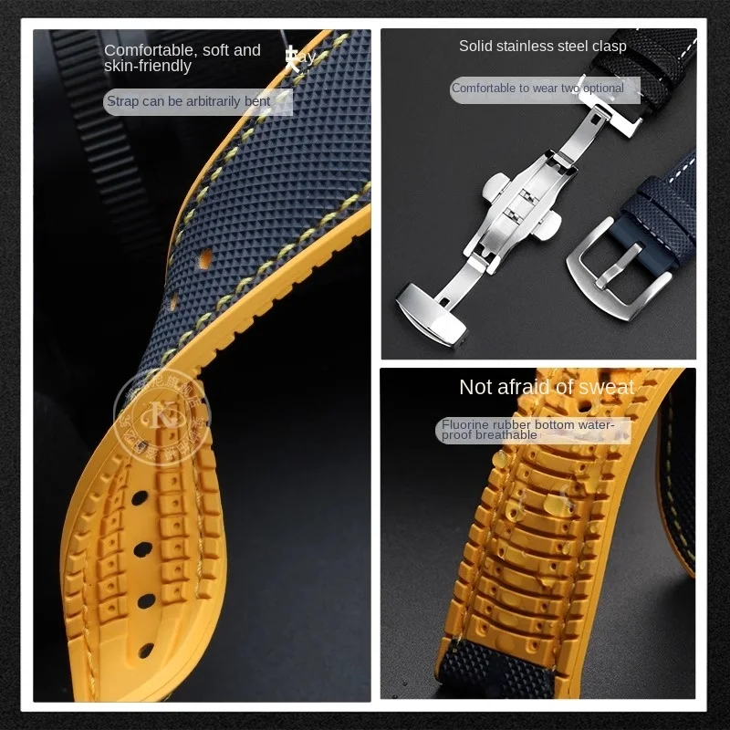For CITIZEN Blue Angel 22mm 23mm Watch strap Men Radio Wave Watch AT8020-54L AT8020-03L JY8078-52L/01L Canvas Nylon+Rubber bands view 3