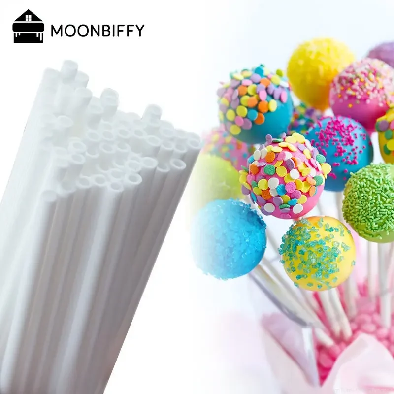 100pc plástico pirulito palha vara branco diy acessórios de cozimento molde bolo chocolate açúcar doces lollypop ferramentas de cozimento de grau alimentício