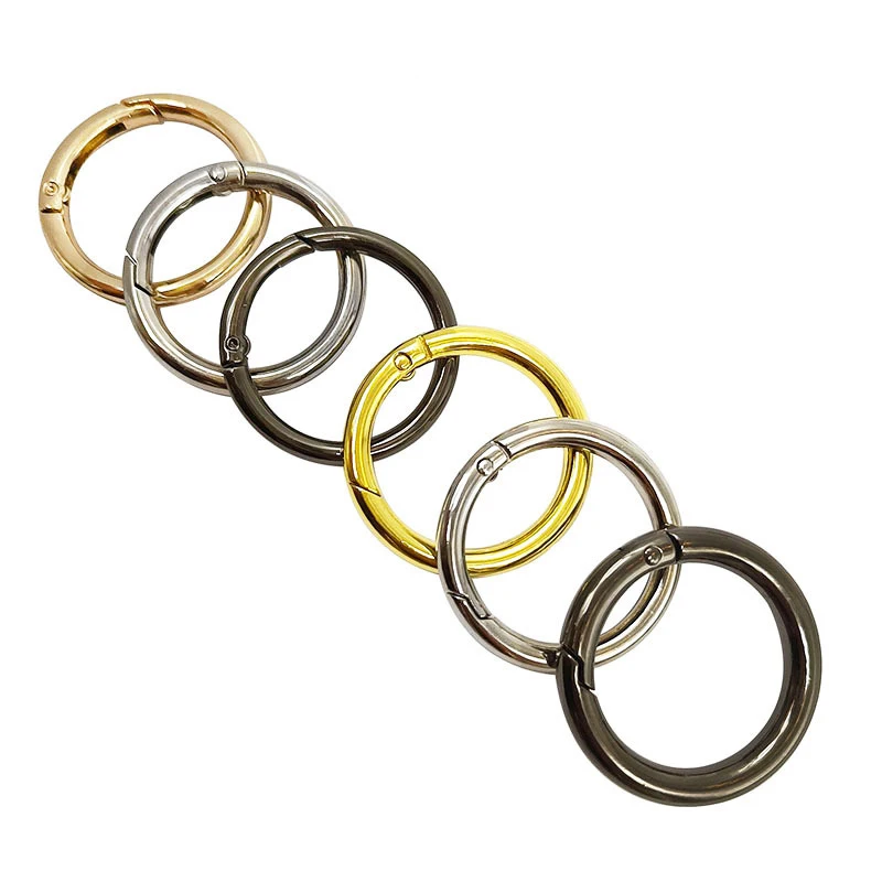 Spring Gate O Ring Openable Keyring Key Leather Bag Handbag Belt Strap Parts Pendant Buckle Snap Clasp Clip Trigger Hook