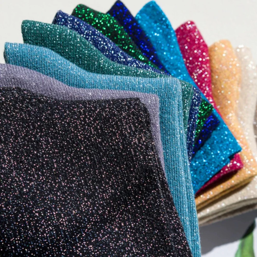 5 Paar zufällige bunte Farben, modische glänzende Socken im koreanischen Stil, Gold, Silber, Seidensocken, luxuriöses Design, hochwertige Damensocken – Detail 5