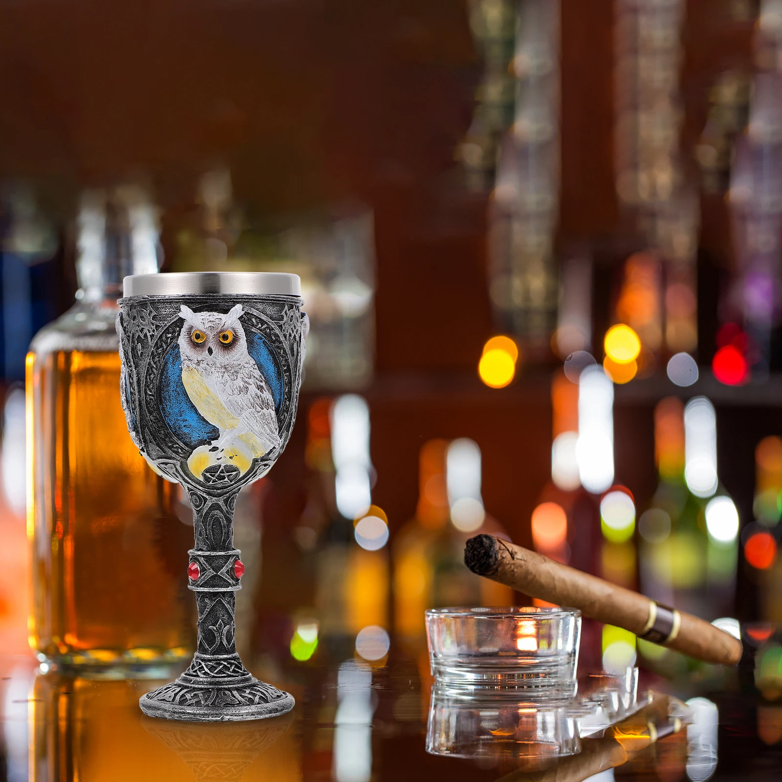 

Owl Goblet Stainless Steel Resin Creative Drinking Cup Halloween Drinking Cup Glasware