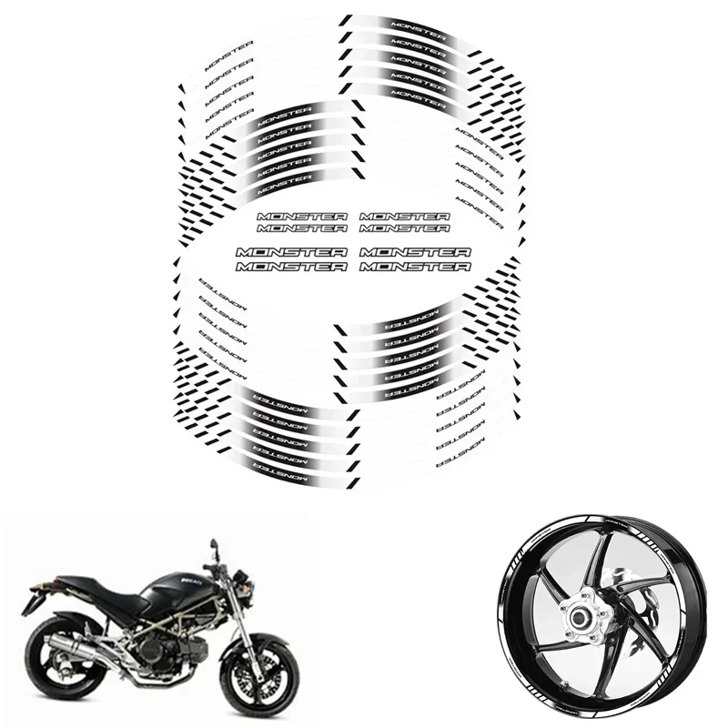 For DUCATI MONSTER 600 620 696 750 900 937 1100 Motorcycle Parts Contour Wheel Decoration Decal Sticker - A