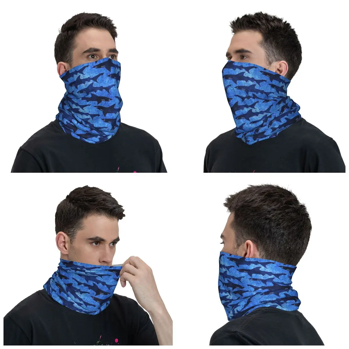 Ocean Animal Shark Bandana Neck Gaiter UV Protection Face Scarf Cover Men Women Headband Tube Balaclava