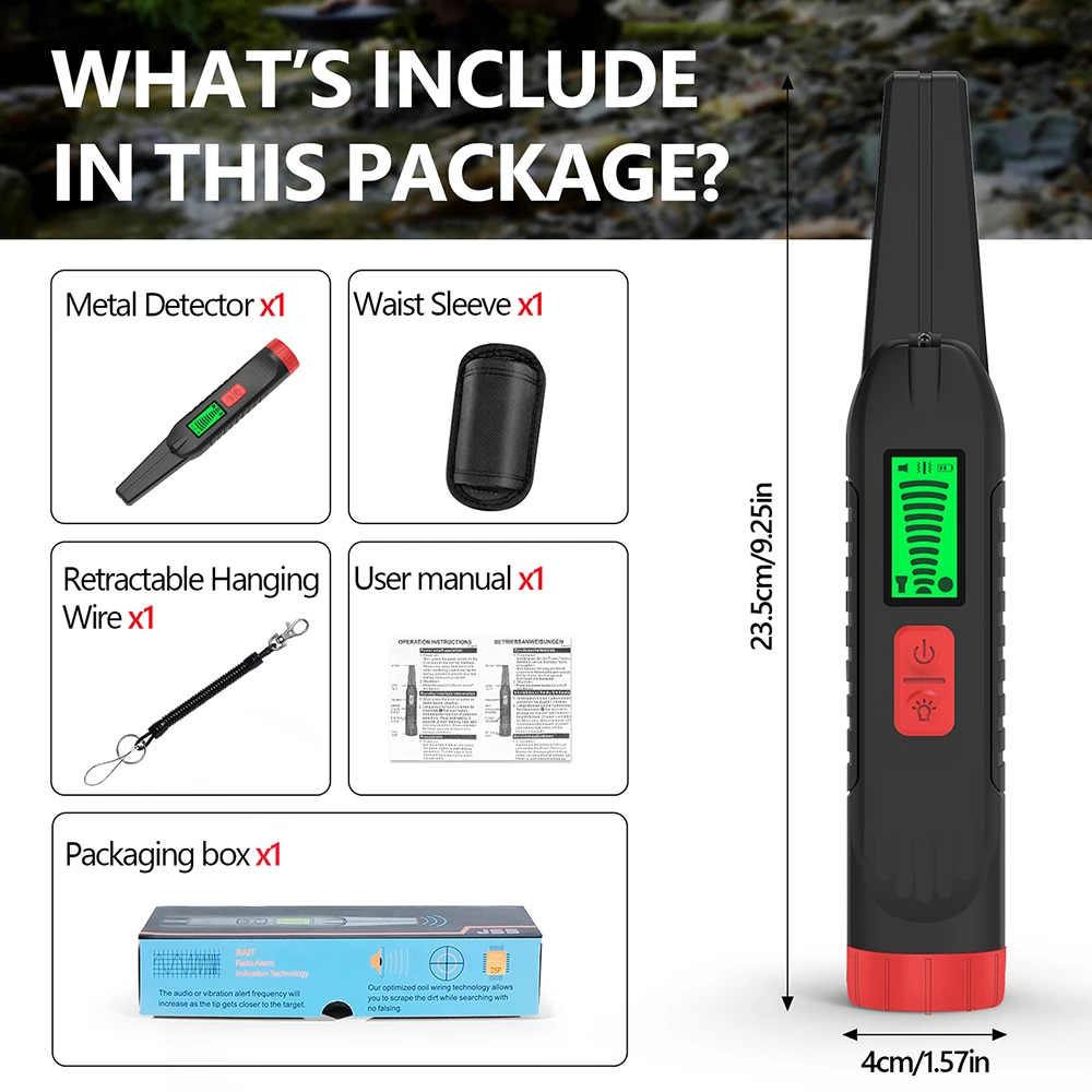 يده للكشف عن المعادن مقاوم للماء Golder مكتشف المعادن محدد 360 درجة كشف أداة شاشة الكريستال السائل الكنز هنتر #1