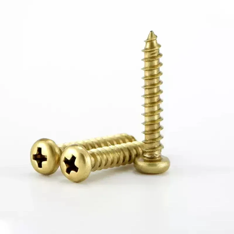 M3 M3.5 M4 M5 M6 Furniture Screw GB845 Brass Copper Cross Recessed Phillips Pan Head Self-tapping Screws Wood Screws