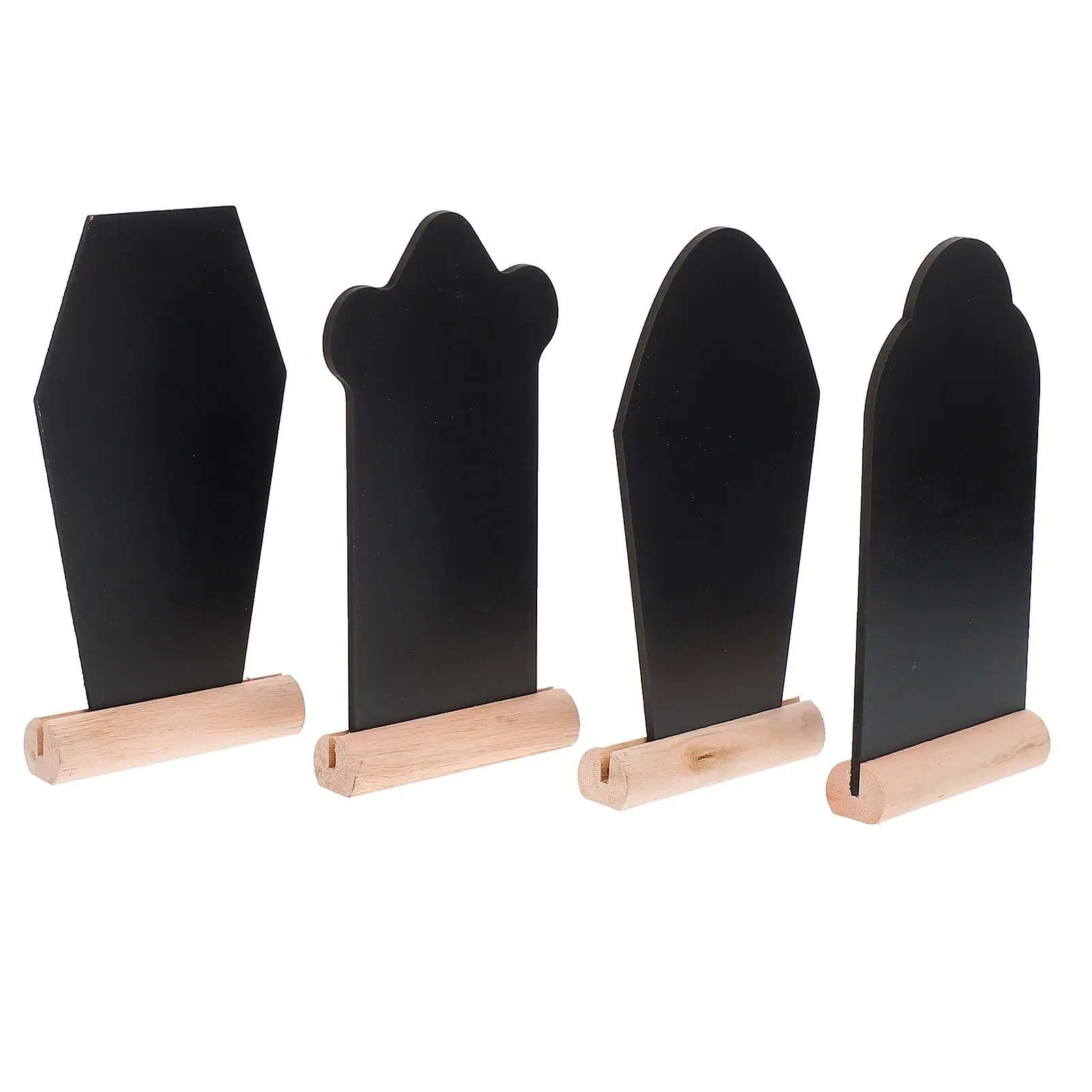 

4PCS Tombstone Blackboard Wooden Material Design Easter Party Signs Chalkboard Shaped Letterboard Household Display