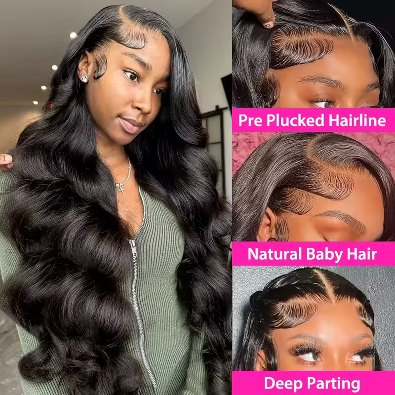 40 Inch 13x6 Body Wave Human Hair Frontal Wig 13x4 HD Lace Natural Black Front Wig Pre Plucked Human Hair Wigs For Black Women - Image 4
